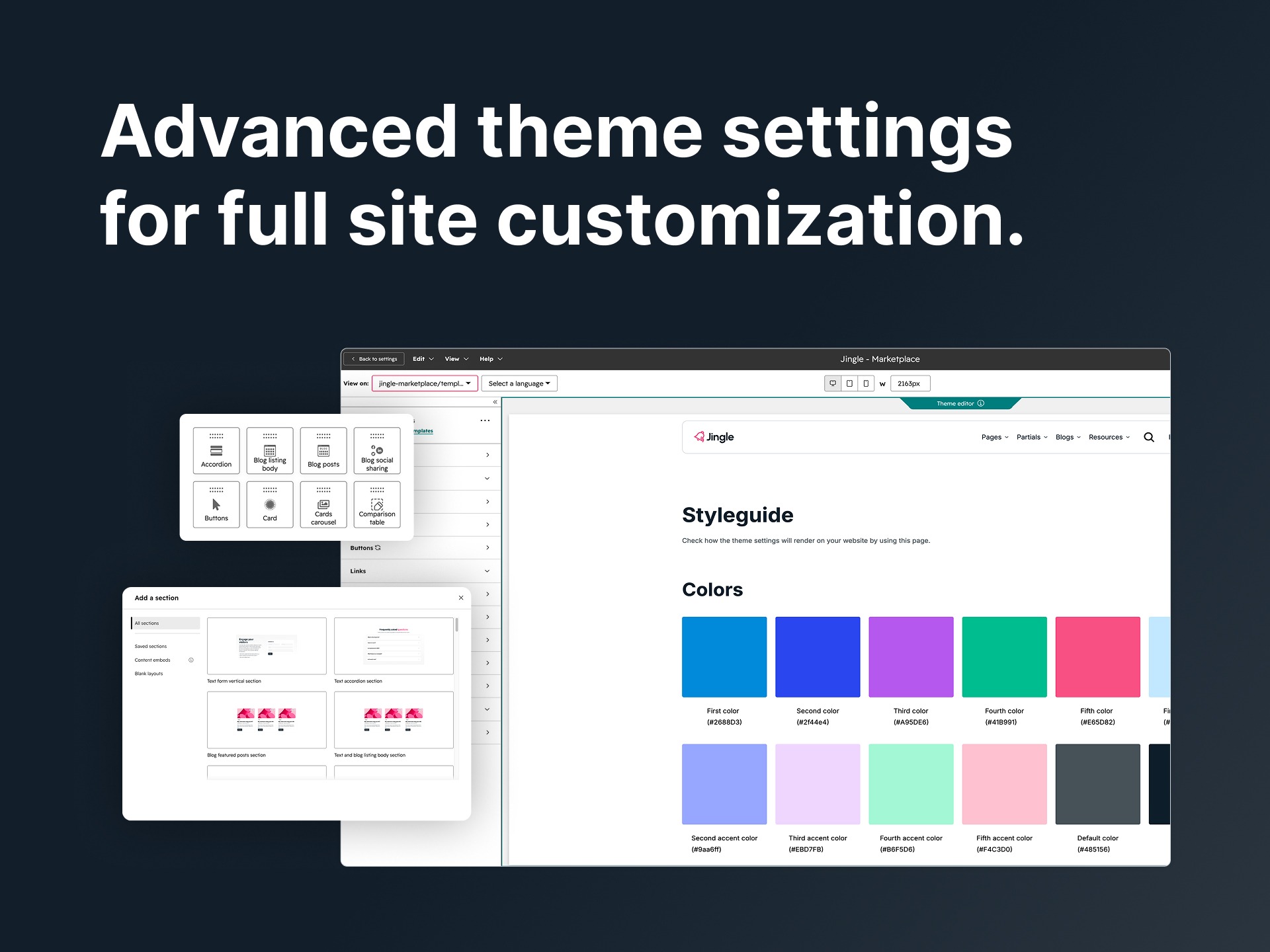 Advanced theme settings for full site customization.